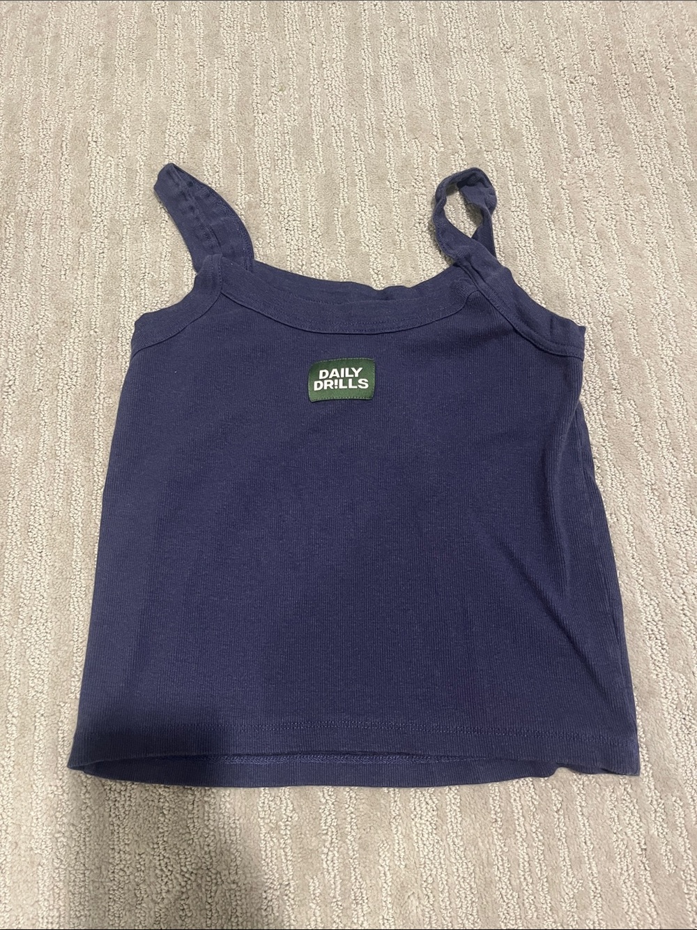 Daily Drills Navy Tank Top with Green Logo Patch